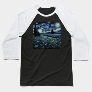 Enchanted Flower Garden Night: Gentian Starry Floral Baseball T-Shirt